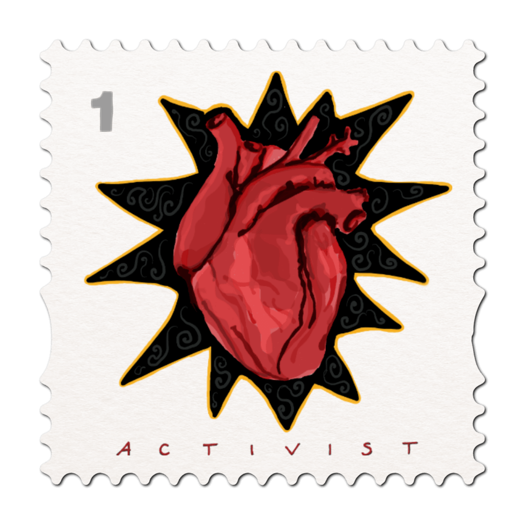 An activist's heart - a postage stamp.