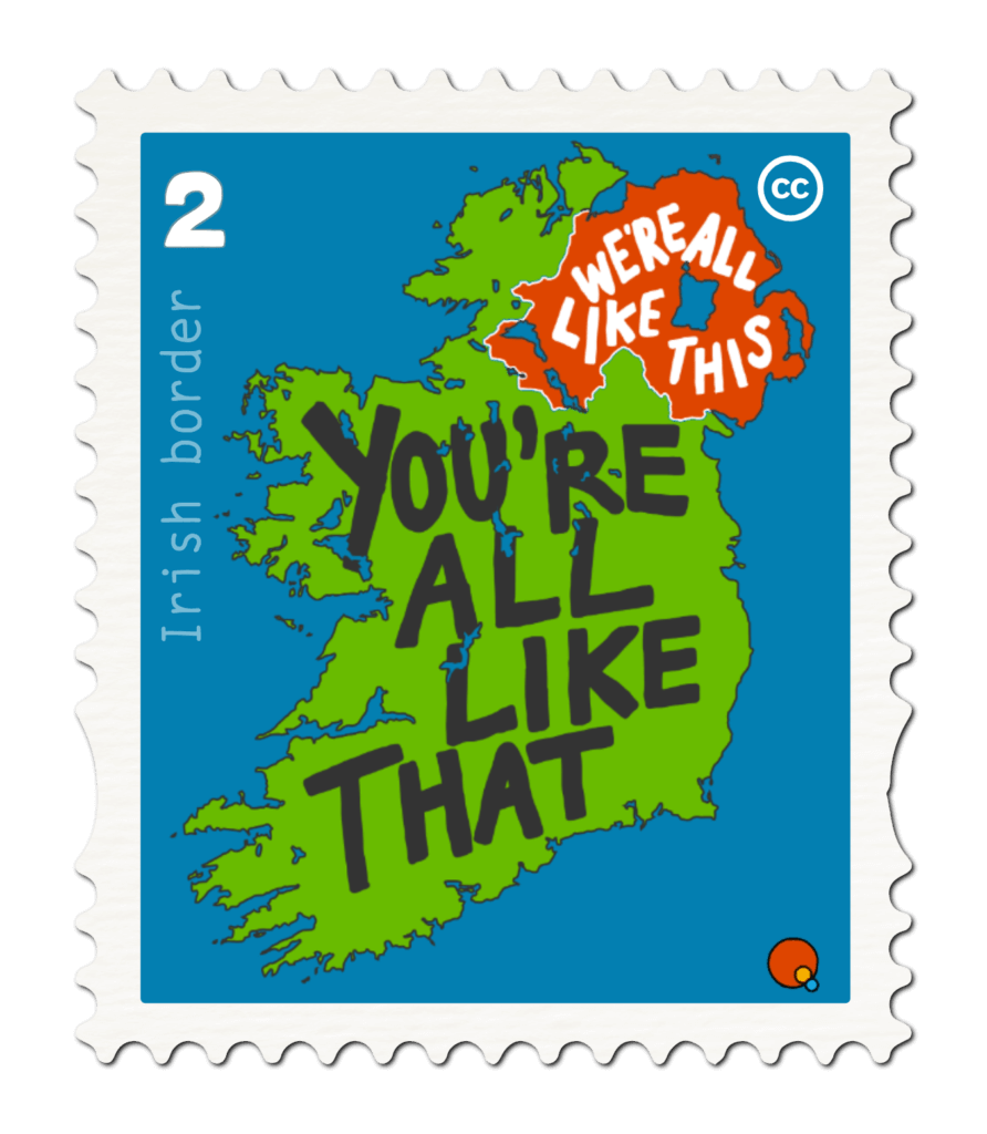 The Irish border in a postage stamp.